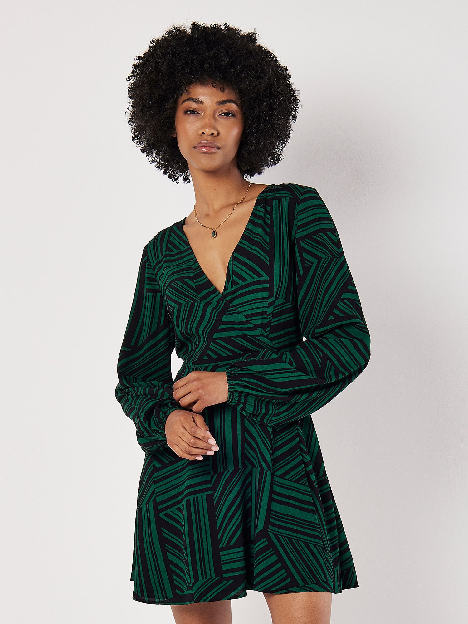 Apricot Mixed Stripes Mini Wrap Dress