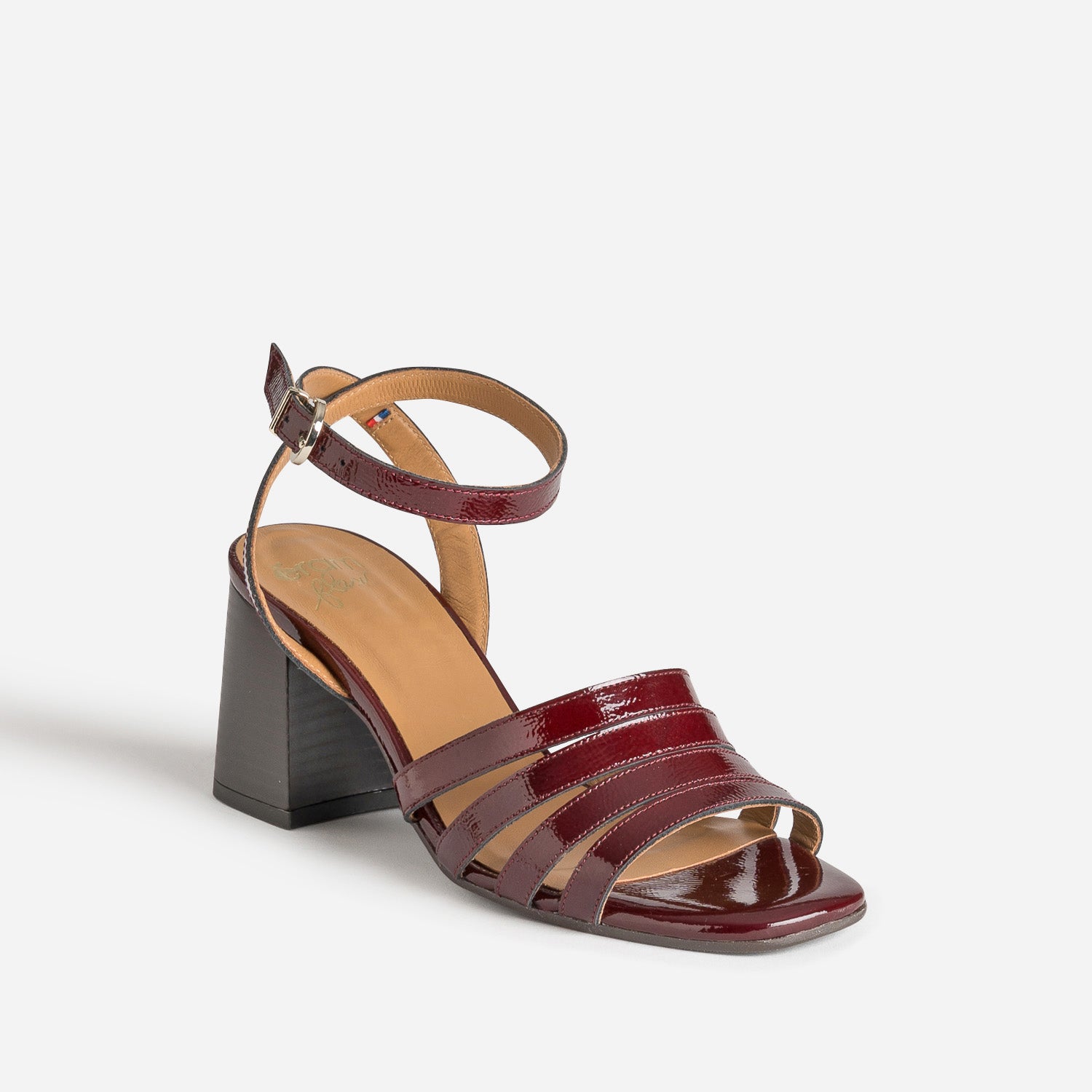 Sandale ERAM FLEX bordeaux cuir verni à talon