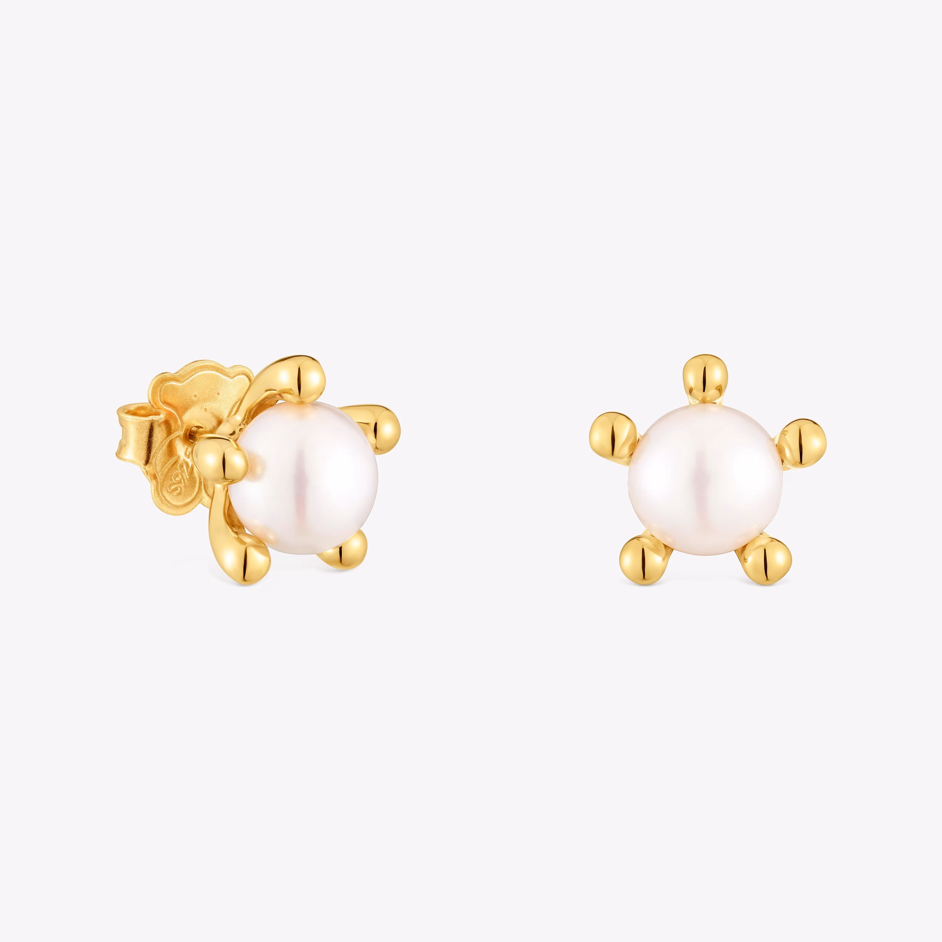 Pendientes con baño de oro 18 kt sobre plata y perlas cultivadas TOUS Garden