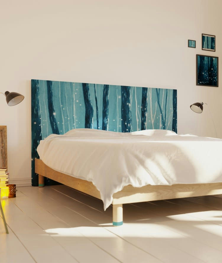 LUCIOLES - Tête de lit avec housse Bleu 180 cm