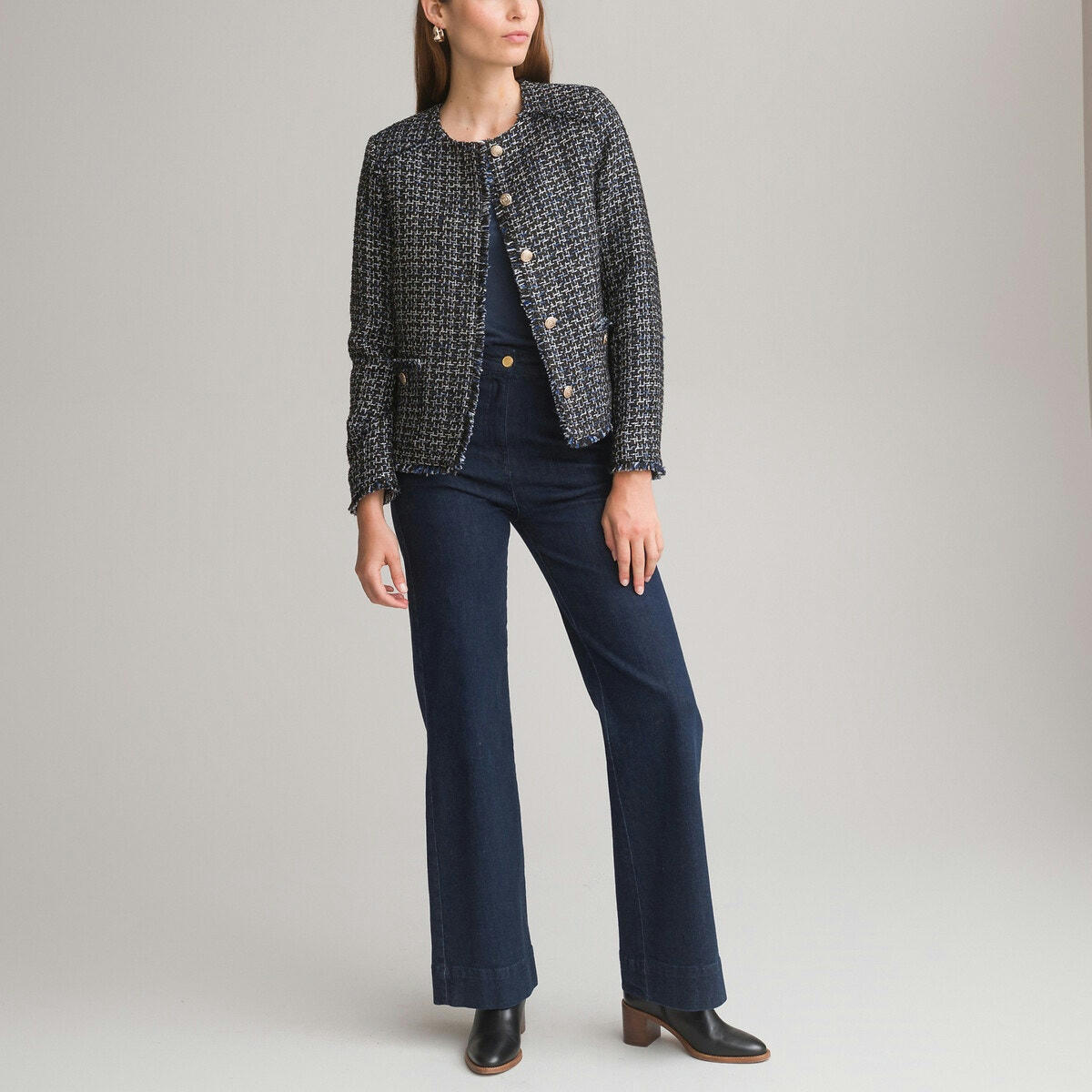 Veste tweed, coupe droite