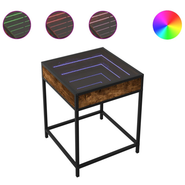 Szafka Nocna Stolik Komoda Brązowa z LED Do Sypialni 40x40x51 cm
