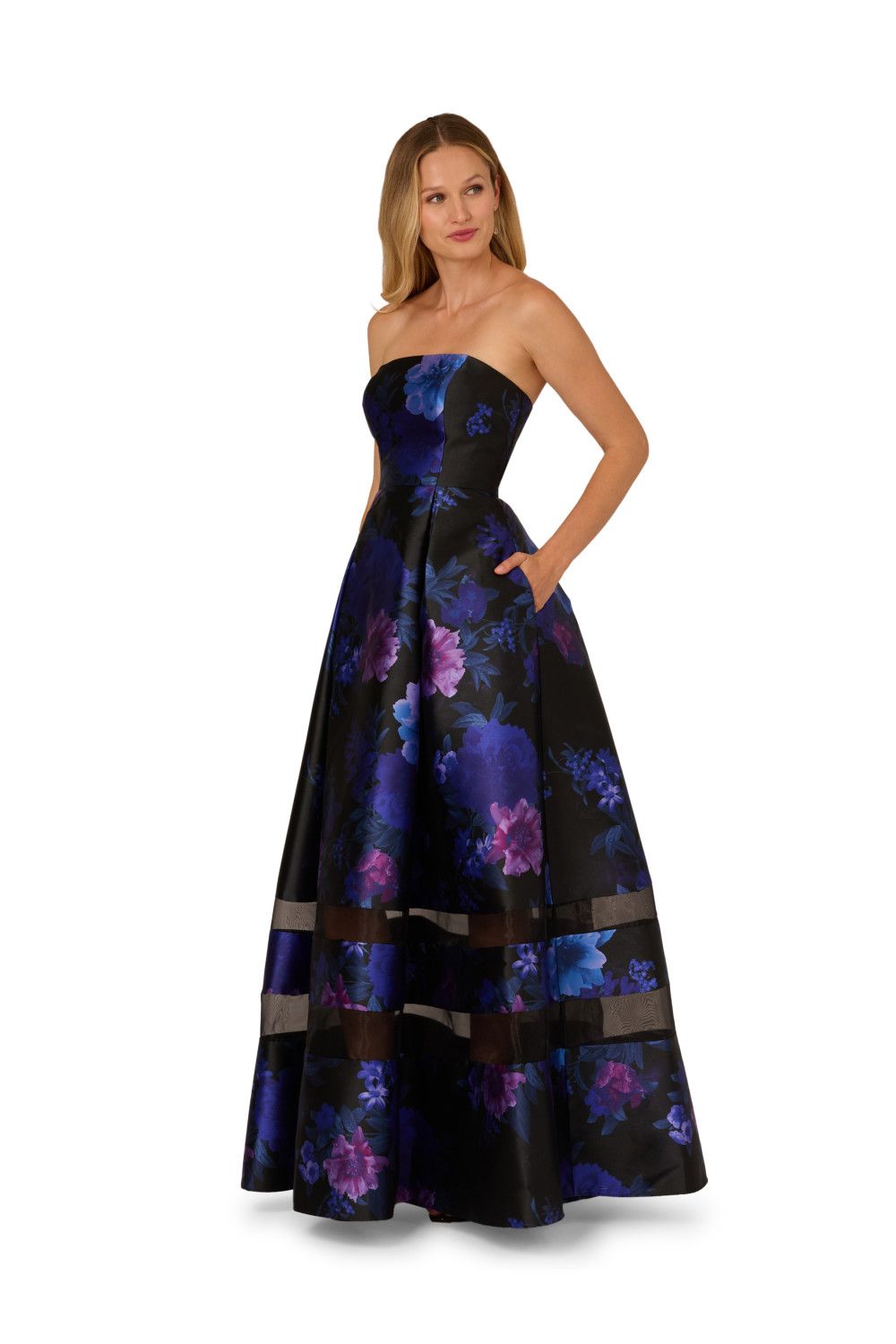 Adrianna Papell Strapless Organza Gown