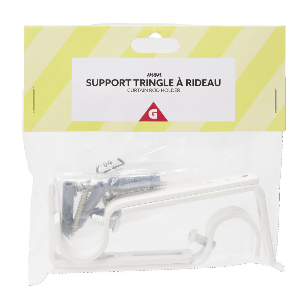 Support tringle à rideaux extensible x2 métal blanc H10cm