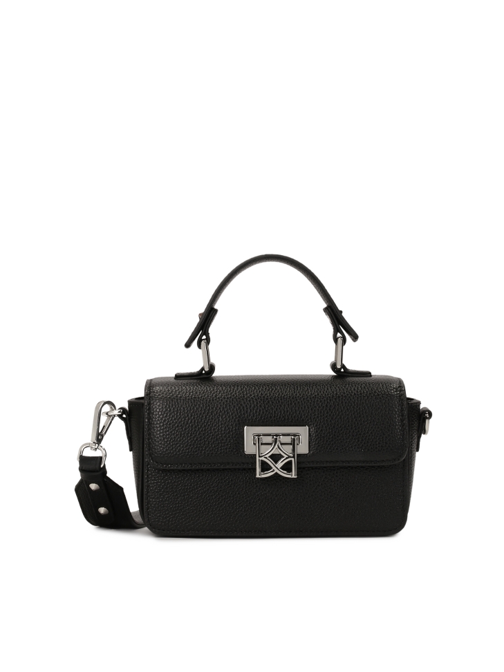 Black handbag with rigid regular form