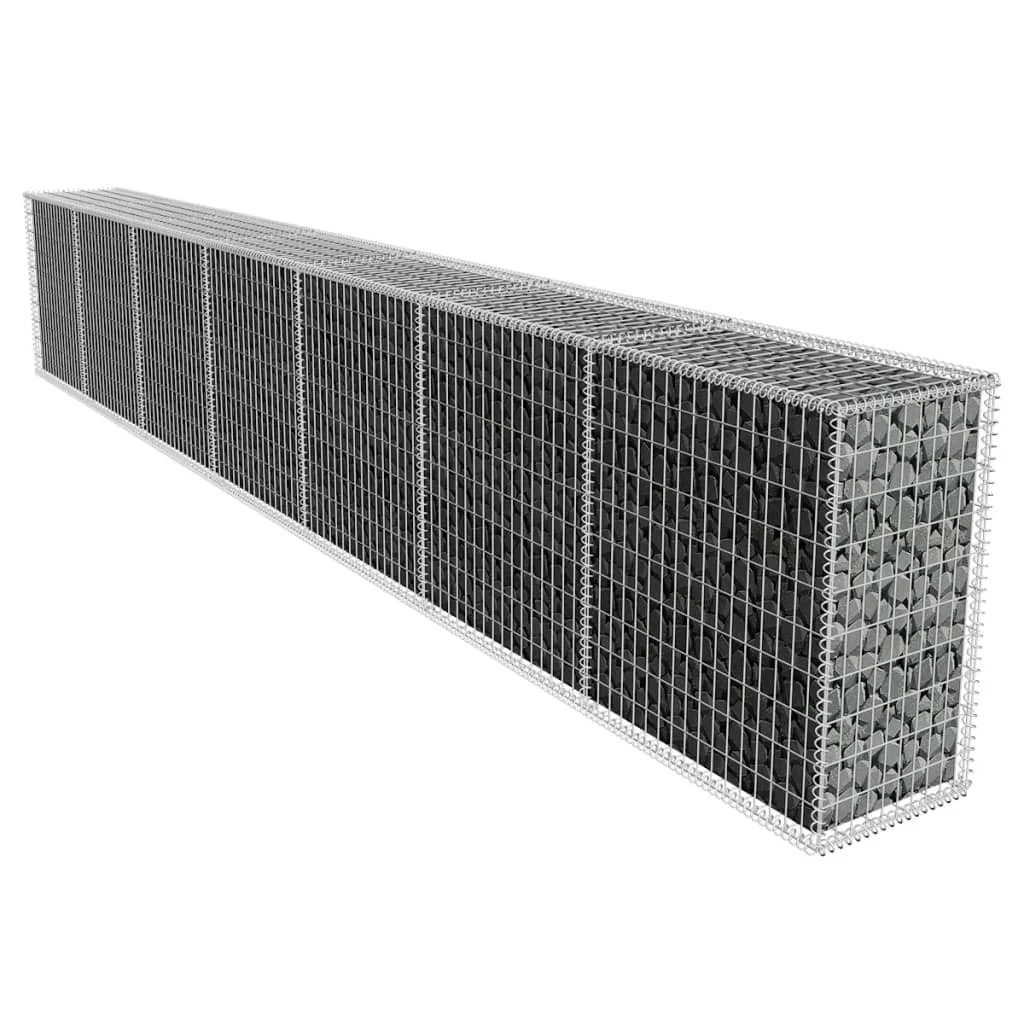 Kosz Gabionowy Ogrodzenie Płot Ściana Gabionowa Stal 600x50x100 cm Srebrny