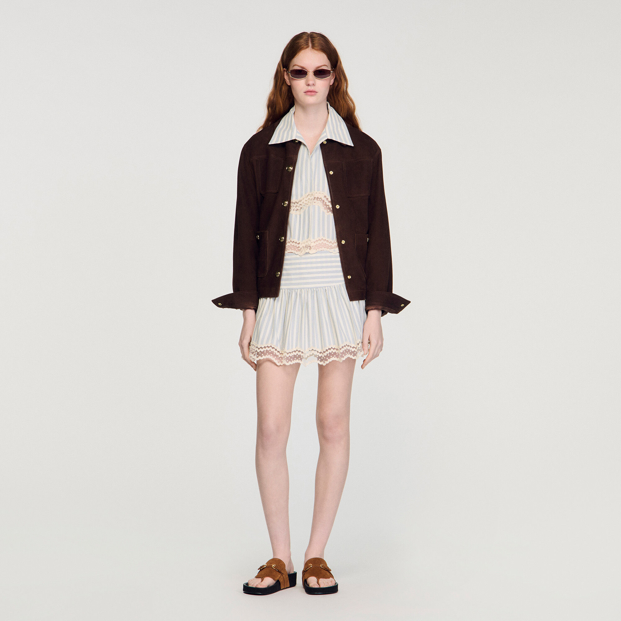 Jupe short à rayures en coton