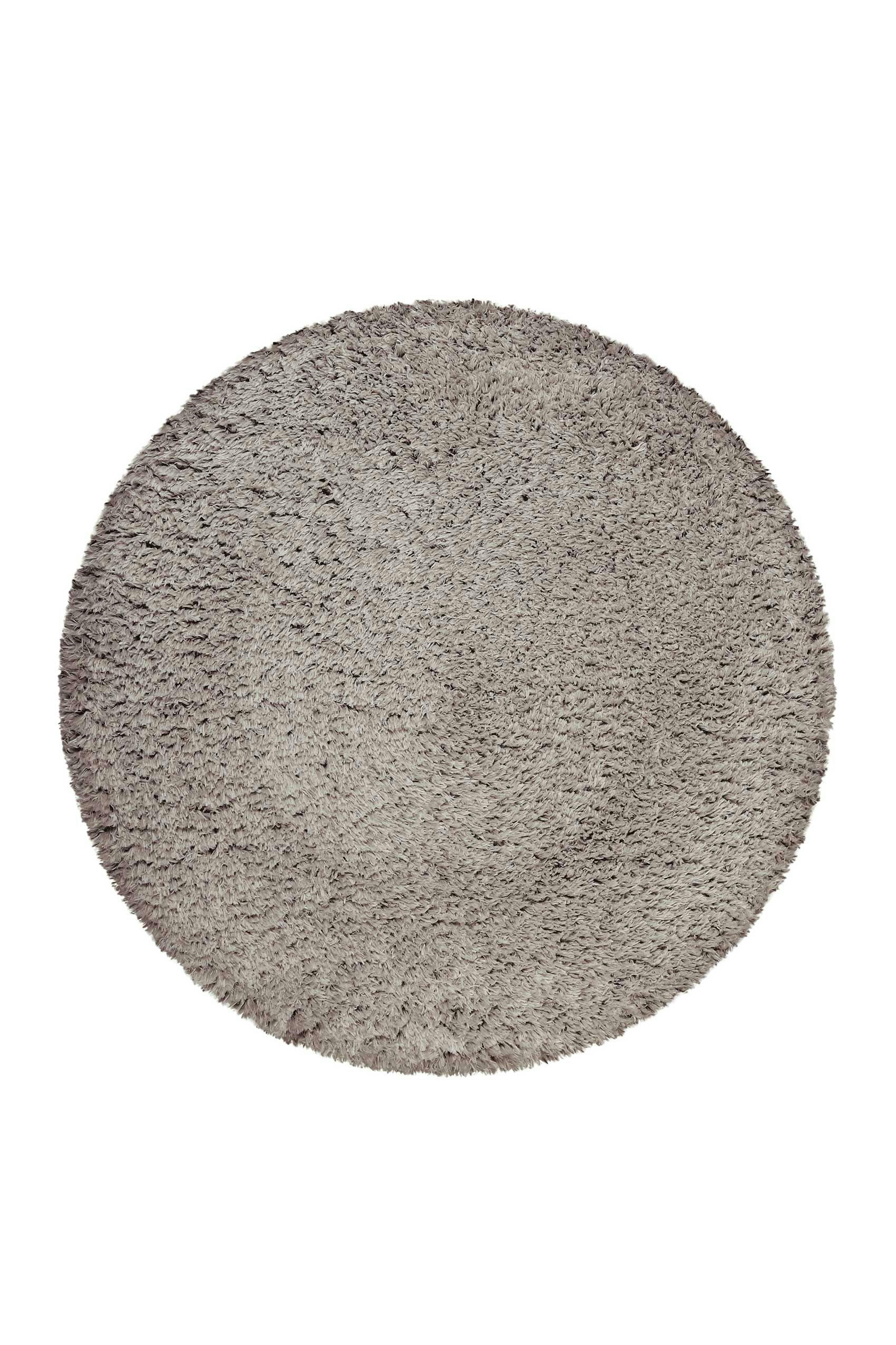YOGI - Tapis rond uni  beige taupe 100% de matière recyclée 120 rd.