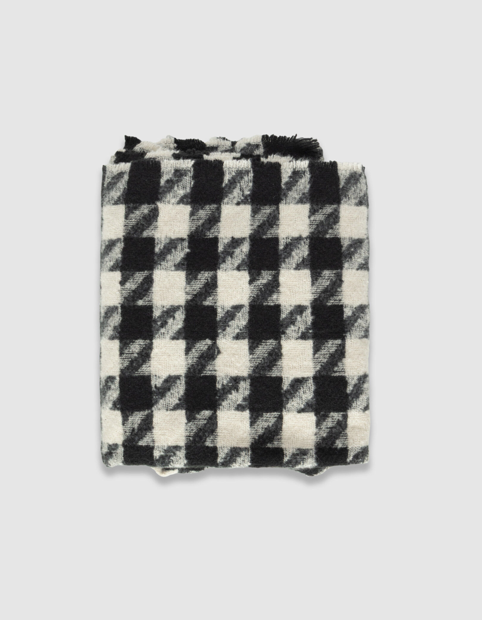 Echarpe noire motif pied-de-poule Femme