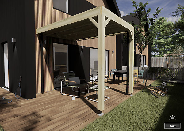Carport bois - 2m x 3m - adossée - sens profondeur - livraison comprise