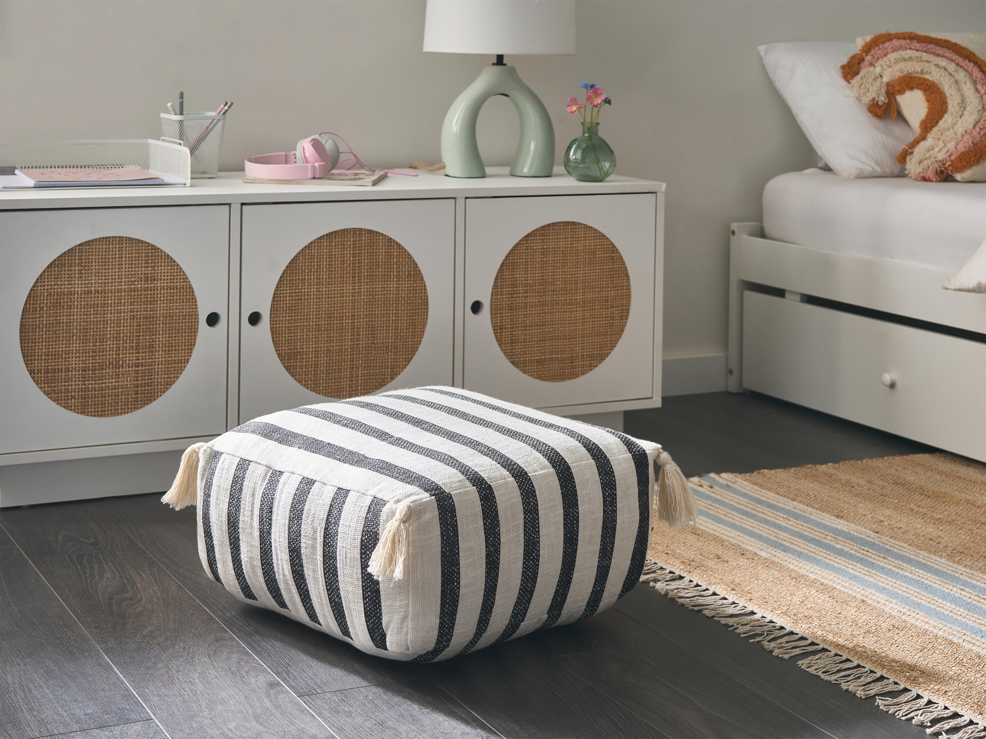 Floor Cushion ASHTI Cotton Black/ White