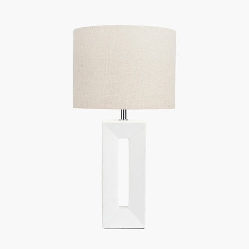 Ruma Block White Ceramic Tall Table Lamp
