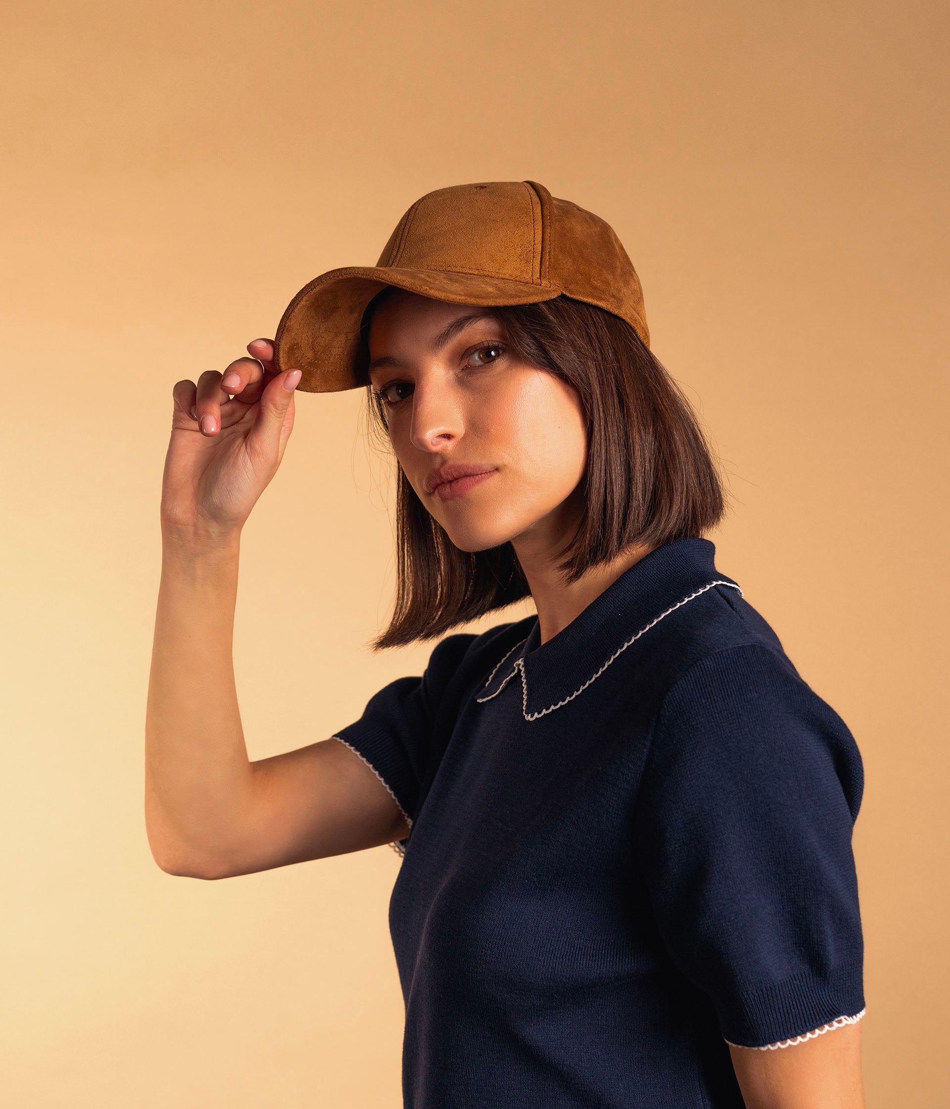 Casquette en suédine Méloa cognac