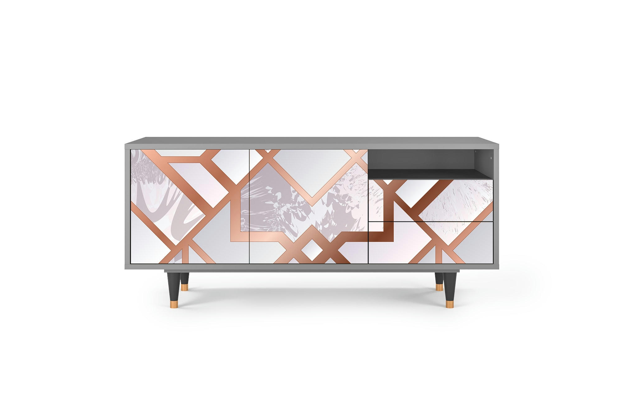 PASTEL FAIRYTALE - Meuble TV  rose clair 2 tiroirs et 2 portes L 125 cm