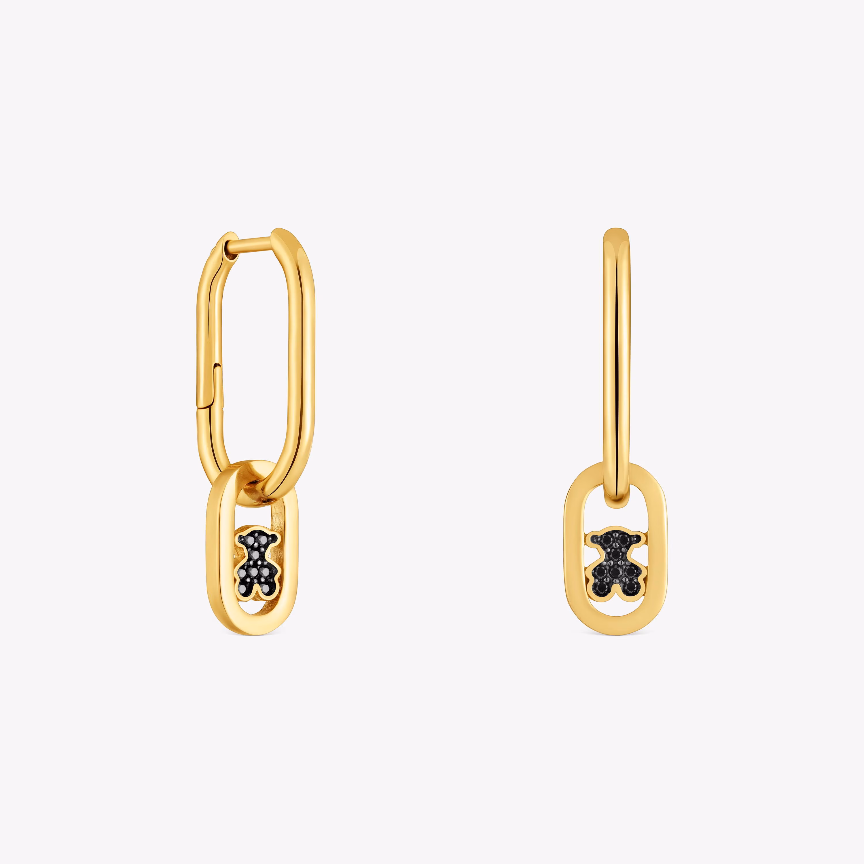 Pendientes de aro con baño de oro 18 kt sobre plata y espinelas Camille