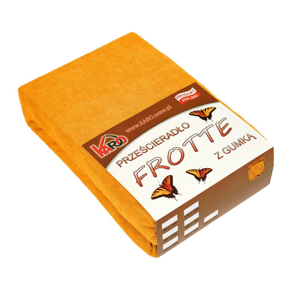 Prześcieradło frotte z gumką 180x200 pomarańczowe 050 KARO