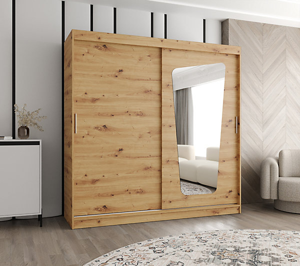 Armoire MOKA à portes coulissantes H. 200 x L. 200 x P. 62, 2 portes