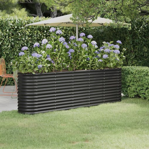 NNEVL Garden Planter Powder-coated Steel 224x40x68 cm Anthracite