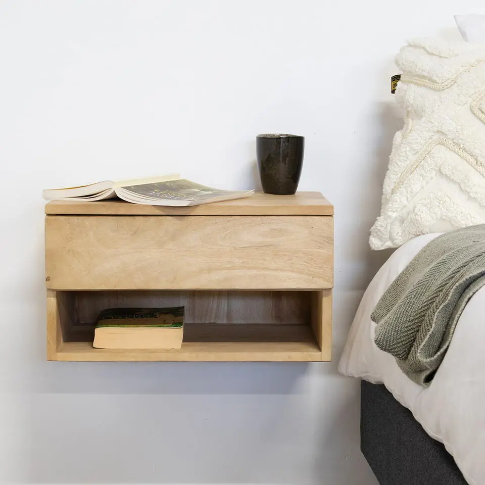 Nachtkastje Zwevend Naturel - 1 lade - 45x30x25cm - Tessa