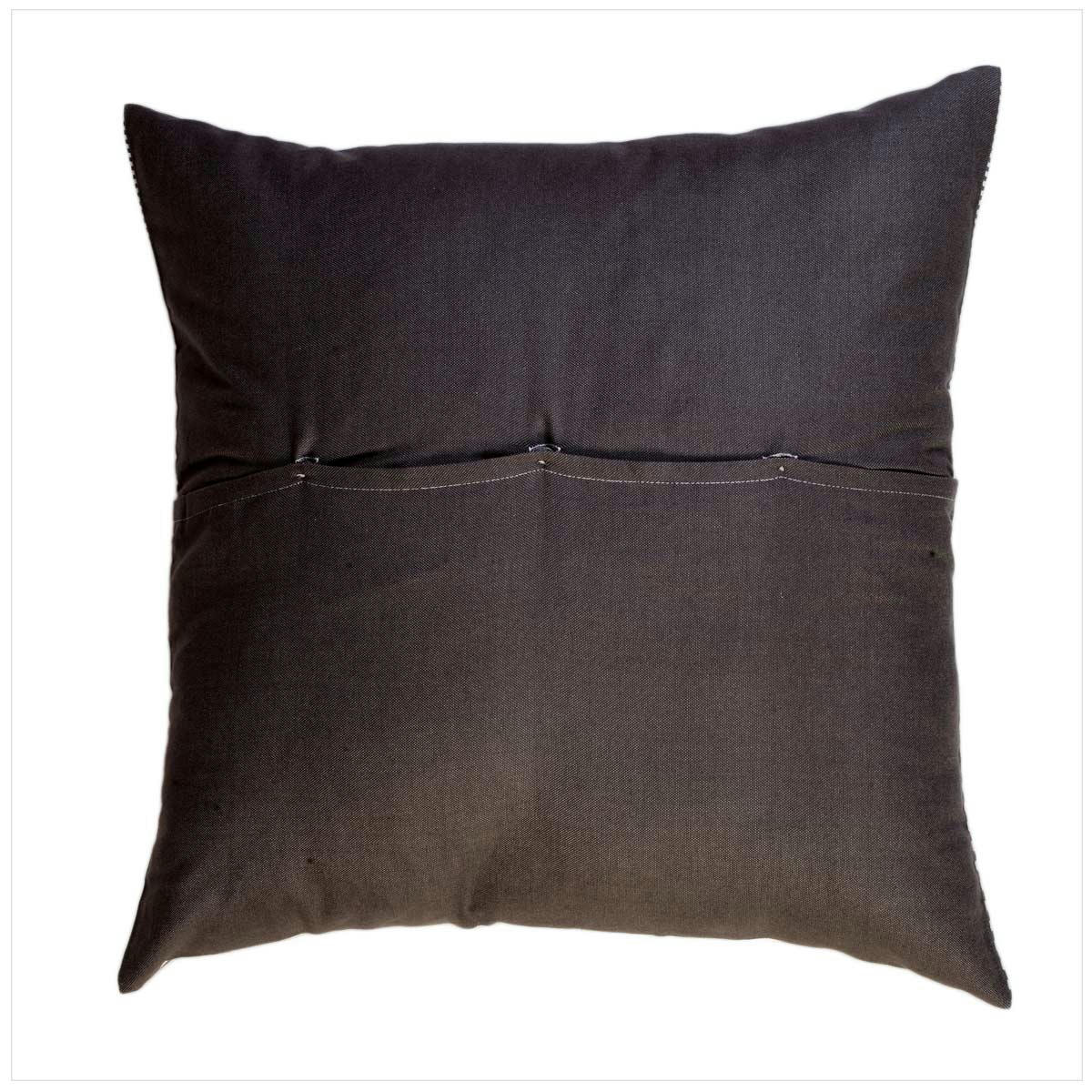 CARTHAGE - Housse de coussin coton anthracite rayures blanches 60 x 60