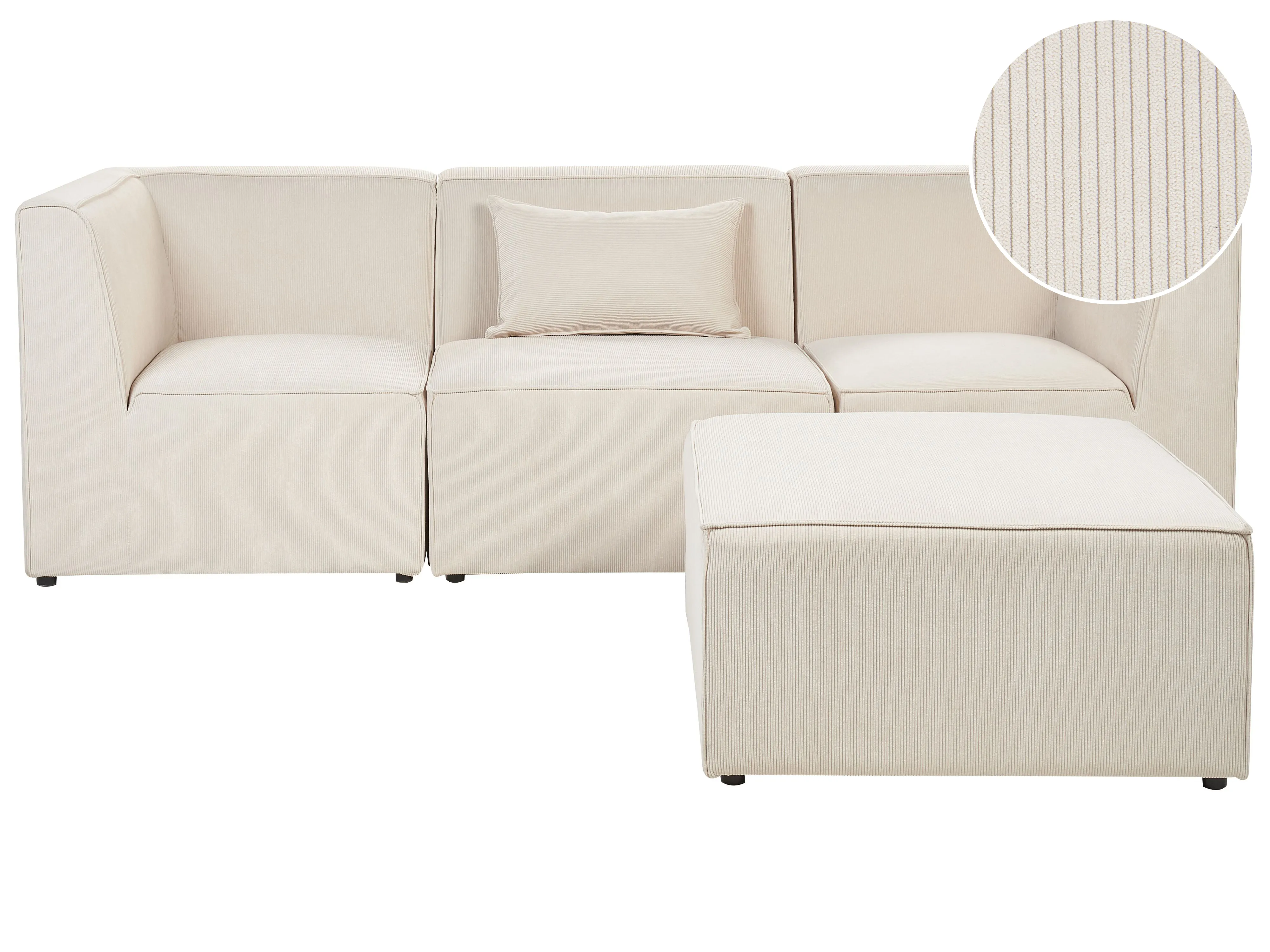 Ottoman LEMVIG Corduroy Light Beige