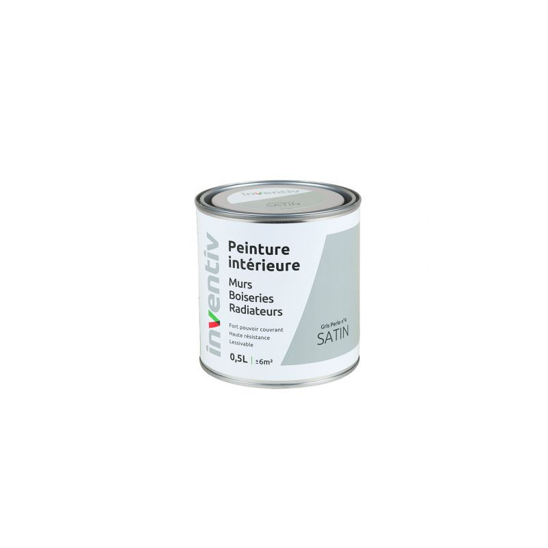 Peinture pour mur boiserie radiateur Gris Hiver n°2 satiné 2,5 L INVENTIV
