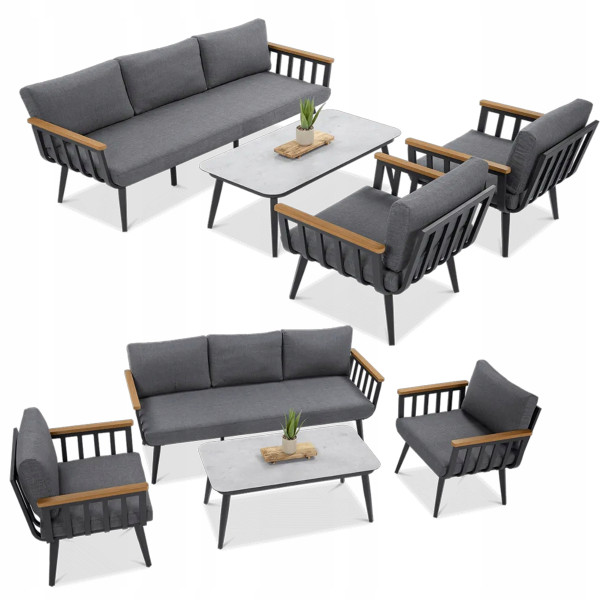 Zestaw Mebli Ogrodowych Wypoczynkowych STELLA Stół Sofa na Taras Balkon