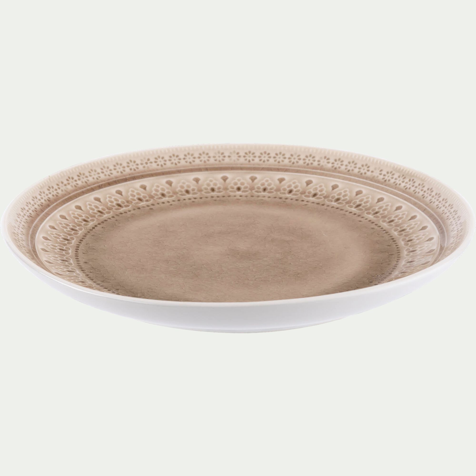 DOTS - Assiette plate à motifs en grès D26,6cm - beige alpilles