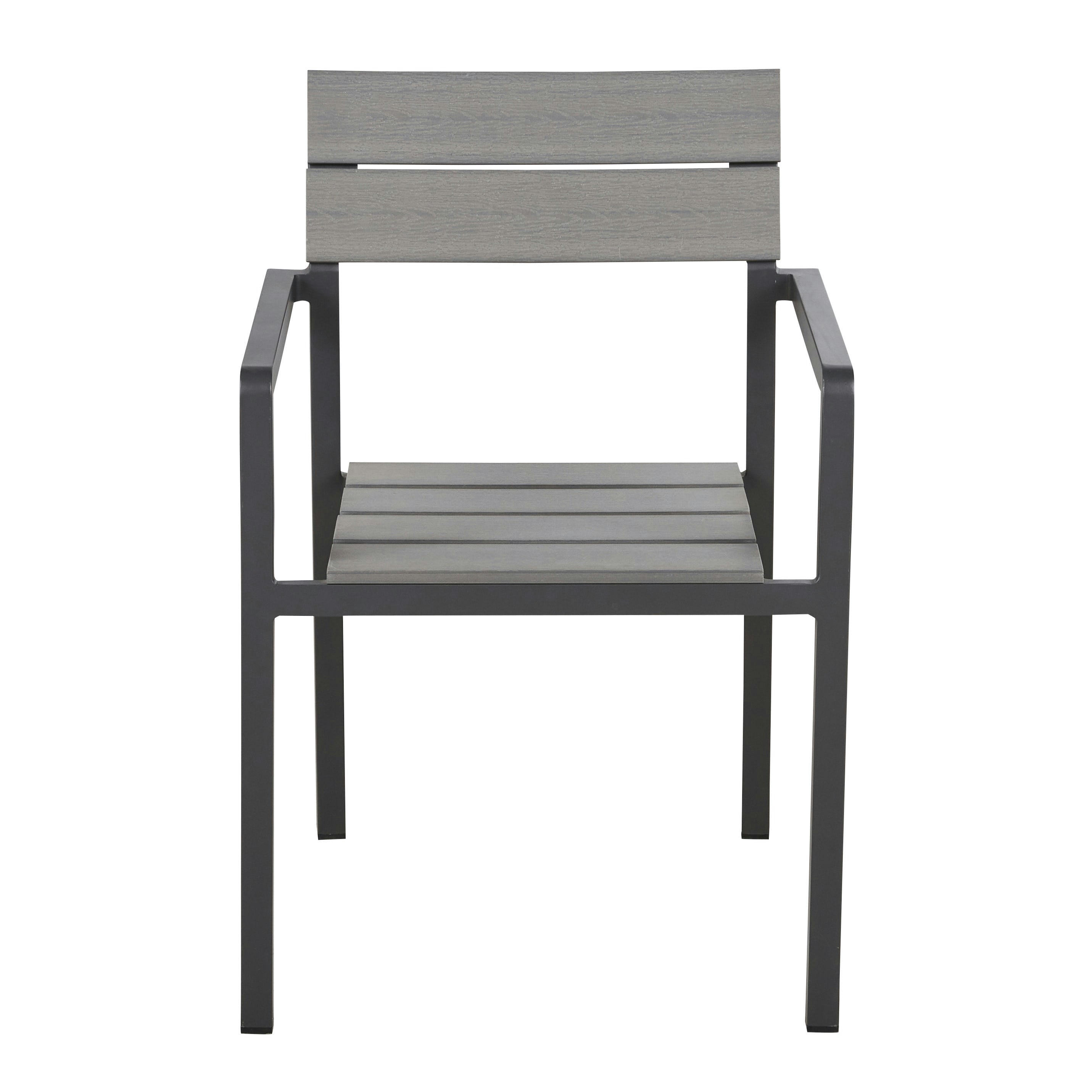 Escala - Fauteuils à dîner de jardin en composite gris clair et aluminium gris anthracite (x2)