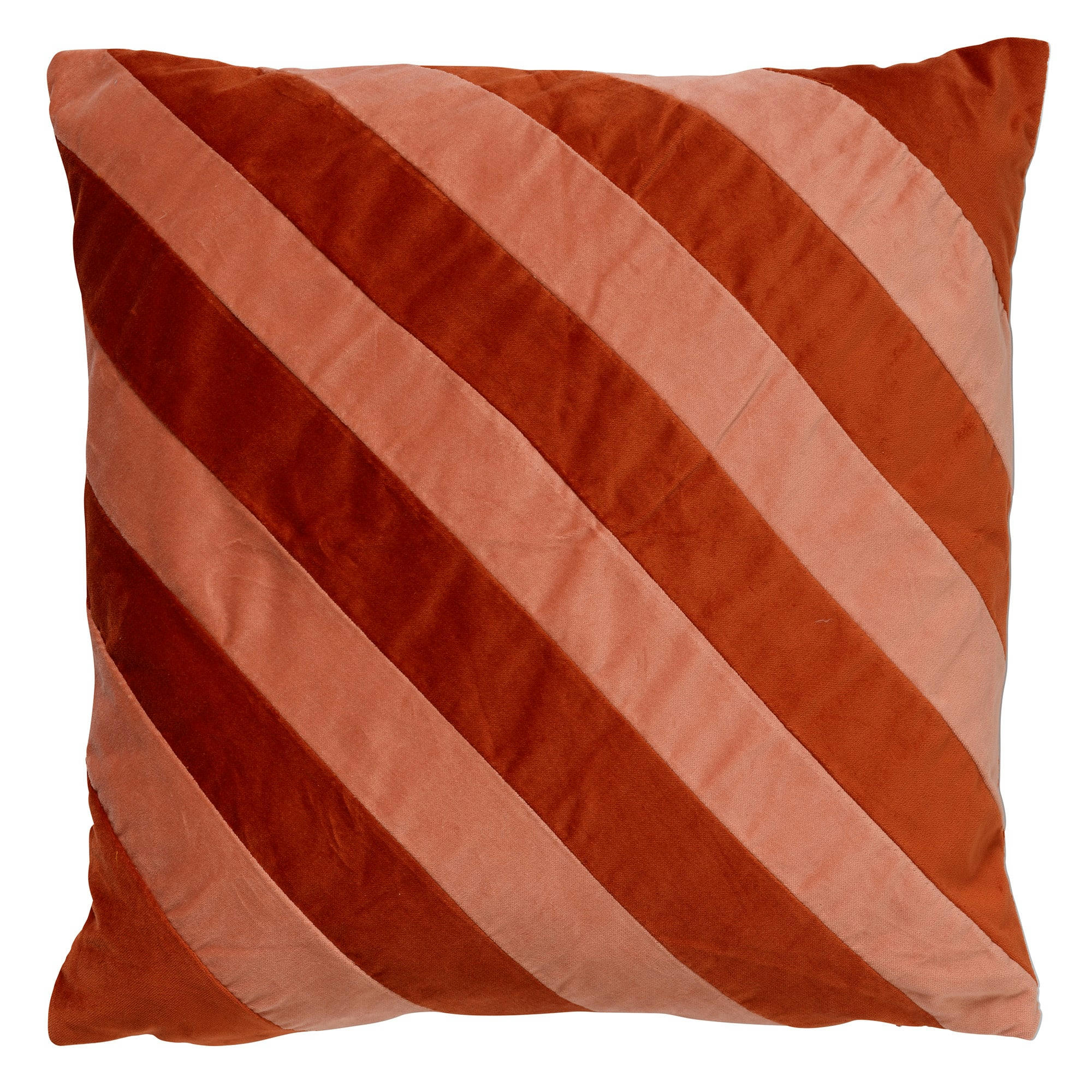 PEBBE - Housse de coussin orange en velours-45x45 cm avec motif rayé