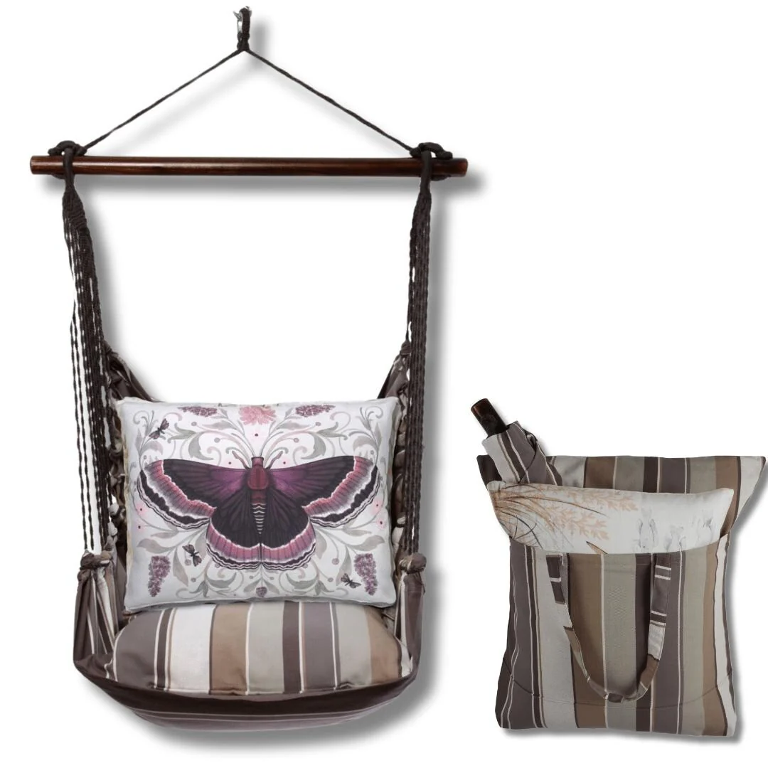 Magnolia Casual Swing Set 4 piece - Slate Gray Stripe w/ Mauve Butterfly