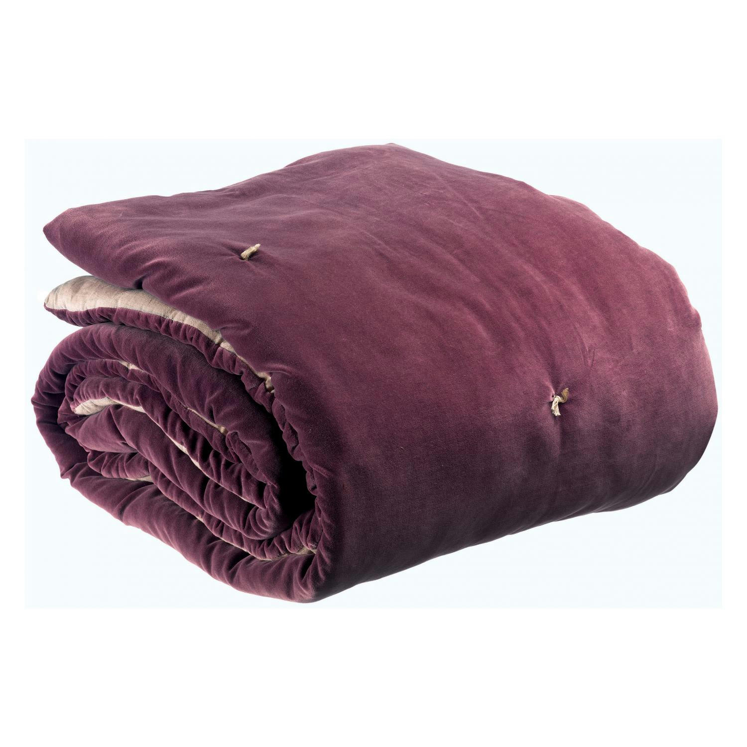 ELISE - Plaid points noués  en coton lilas 140 x 200