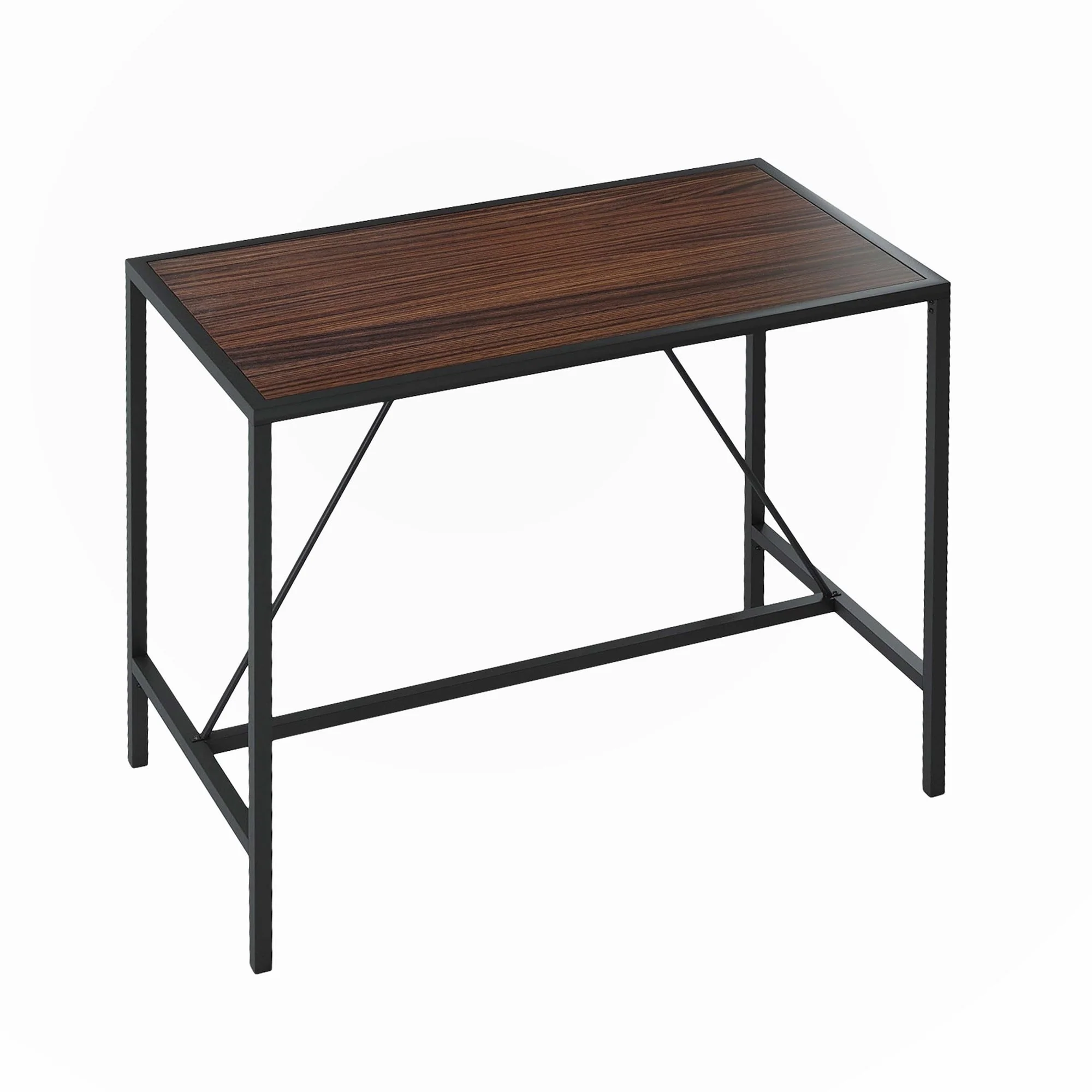 Indoor Walnut Metal Pub Dining Table,only 1PC dining table