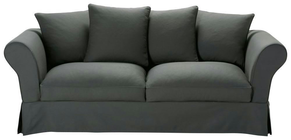 Roma - Housse de canapé fixe et convertible 3/4 places (matelas 6 cm) gris ardoise