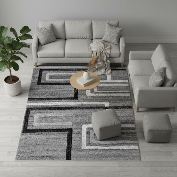 Dywan nowoczesny szary do salonu pokoju 1002 - 140x190 cm - modny solidny