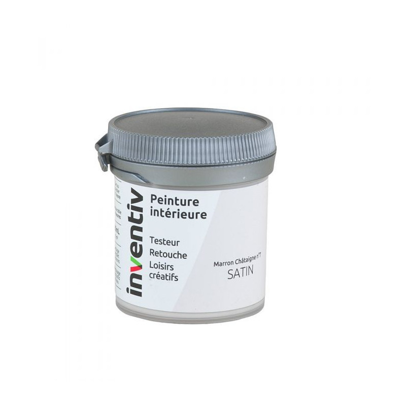 Testeur peinture pour mur boiserie radiateur Marron Châtaigne n°7 satiné 0,08 L INVENTIV