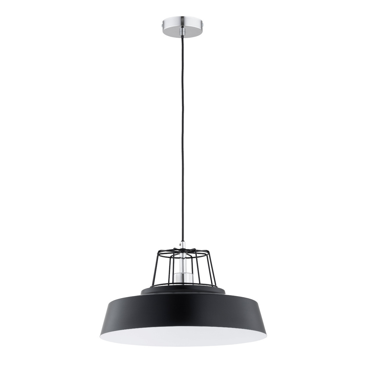 Lampa wisząca czarna-chromowana-biała IZOLA 1xE27x15W wym: 75x40x40 cm Alfa