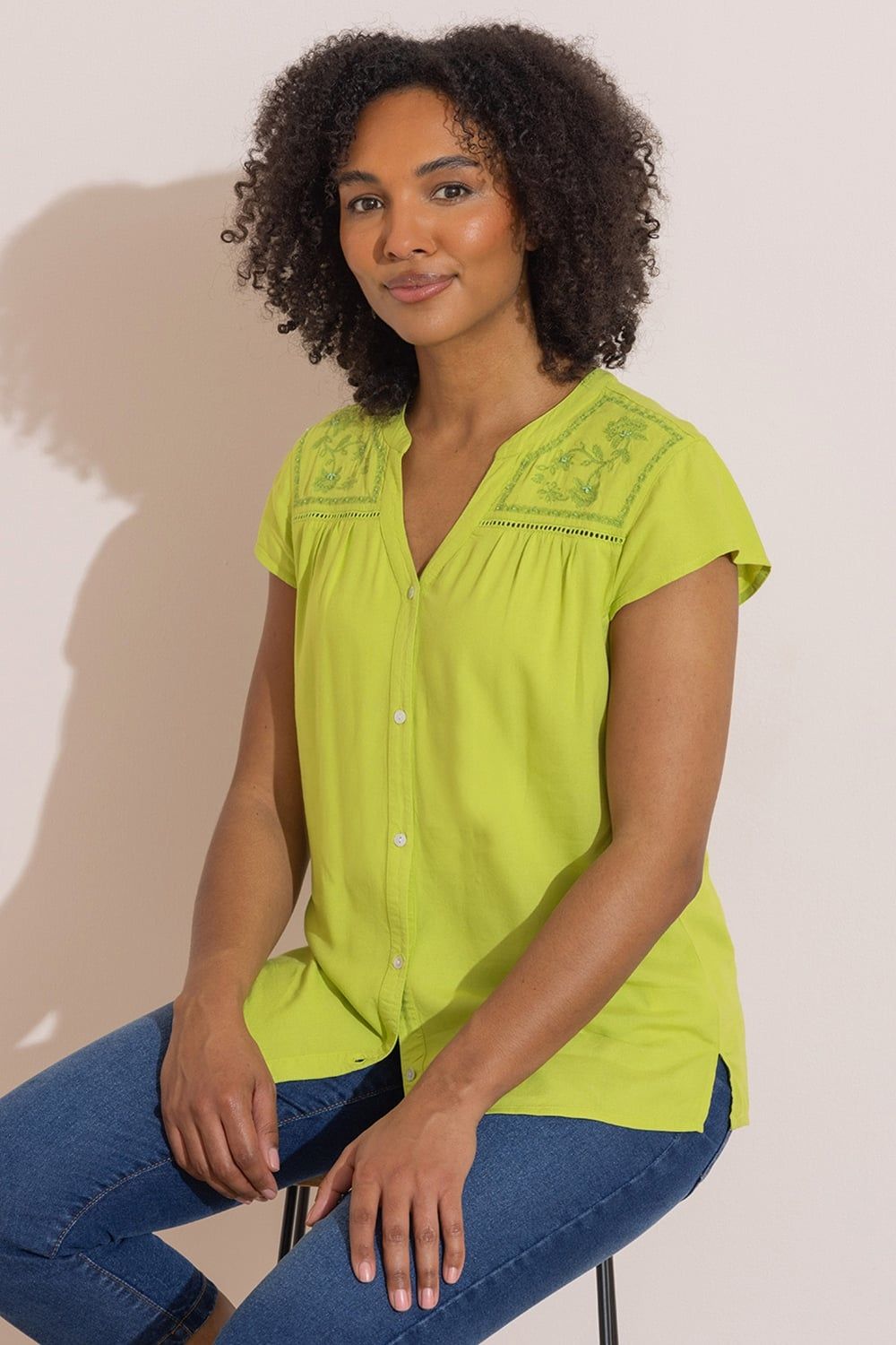 Klass. Embellished Cap Sleeve Blouse