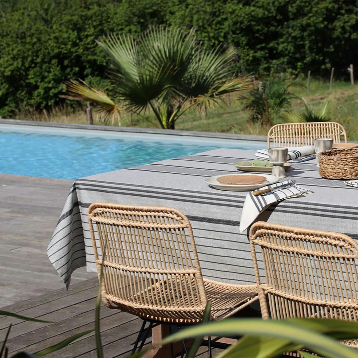 BERRAIN - Nappe enduite coton Gris 170x250 cm