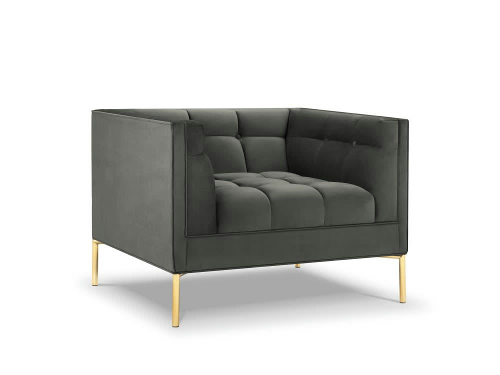 KAROO - Fauteuil velours gris foncé