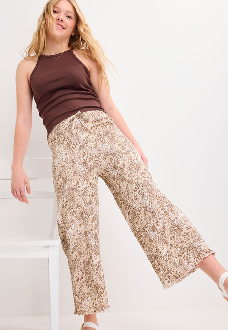 Older Girls Cream Animal Print Culotte Trousers