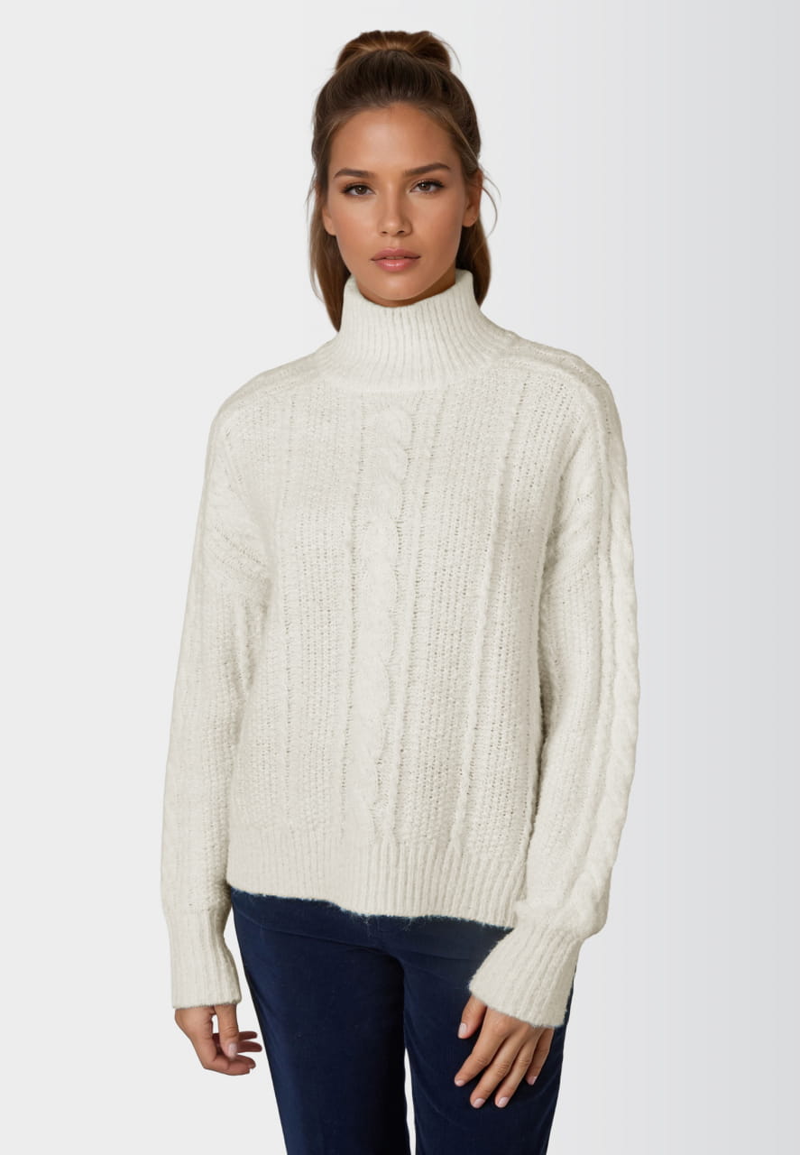 Zopf-Pullover mit Turtleneck