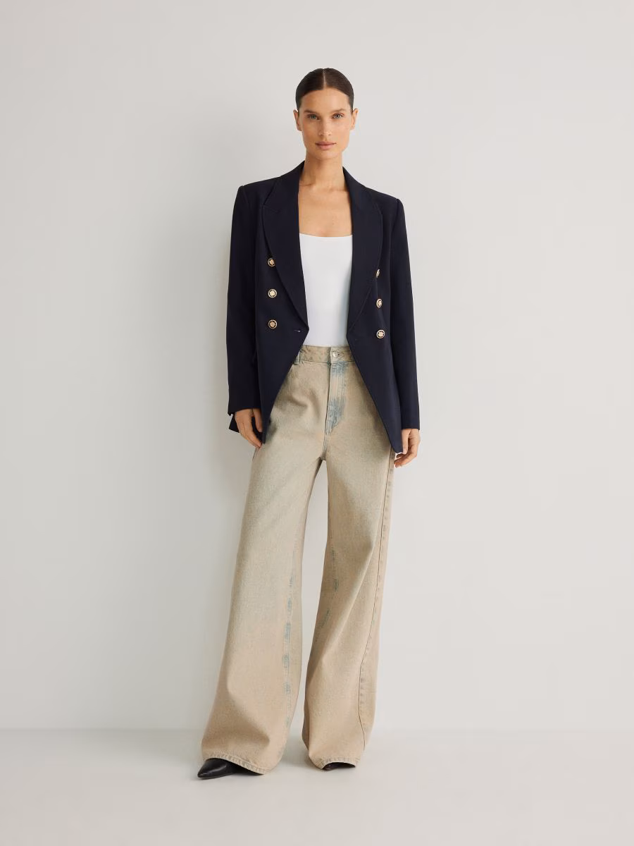 Viscose Blend Double-Breasted Blazer