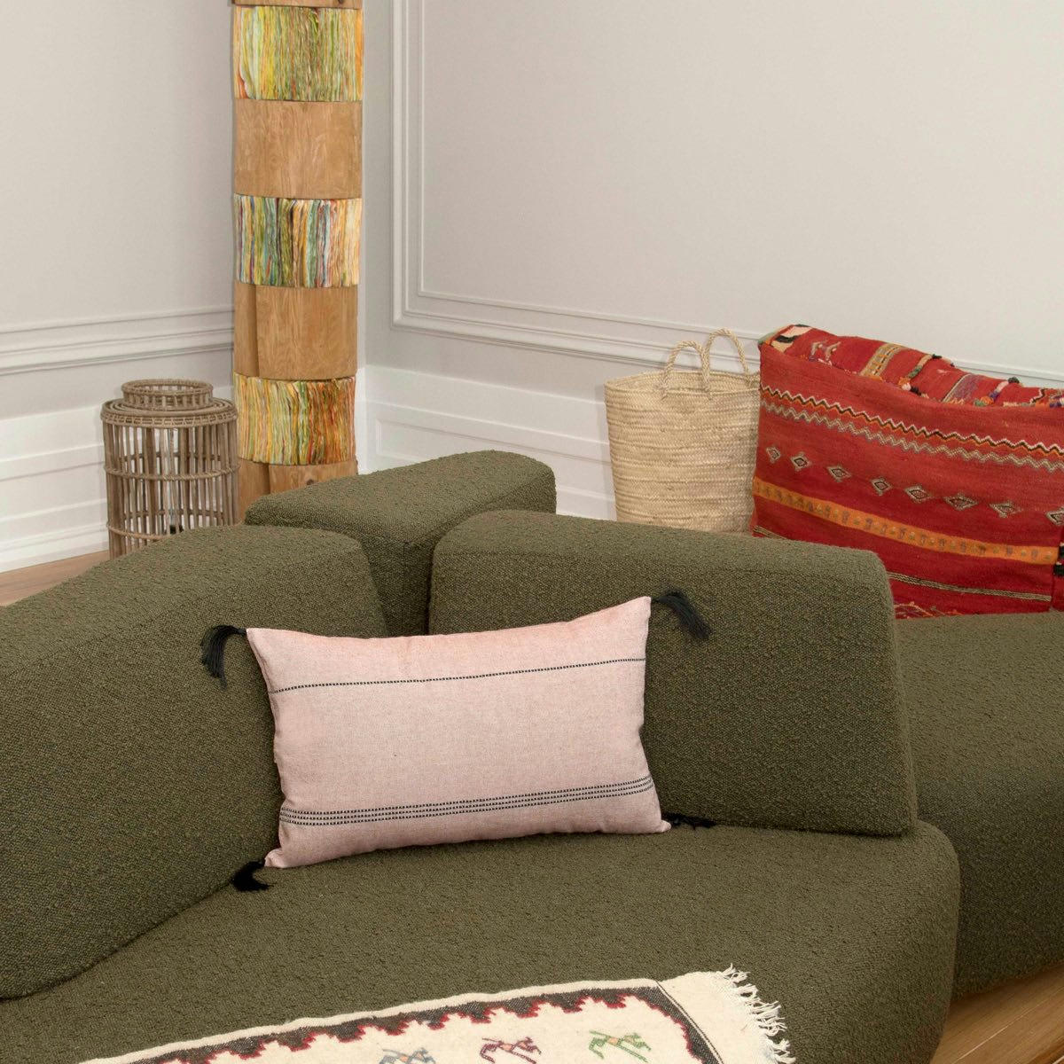 HANA - Housse de coussin coton  50x30 tomette