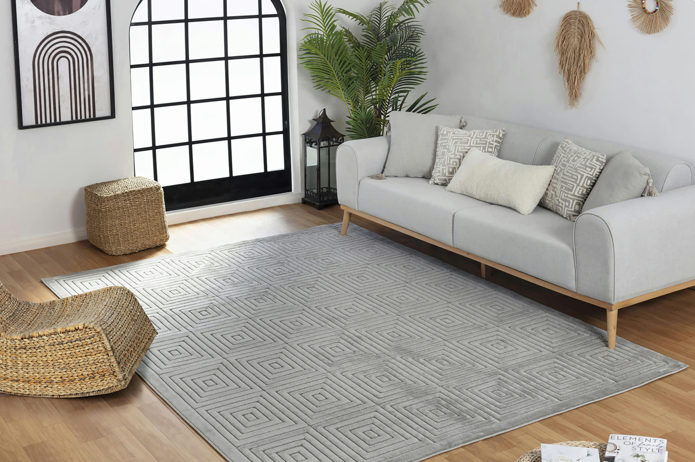 SAKURA - Tapis d'Intérieur/d'Extérieur Hygge Gris 160x220