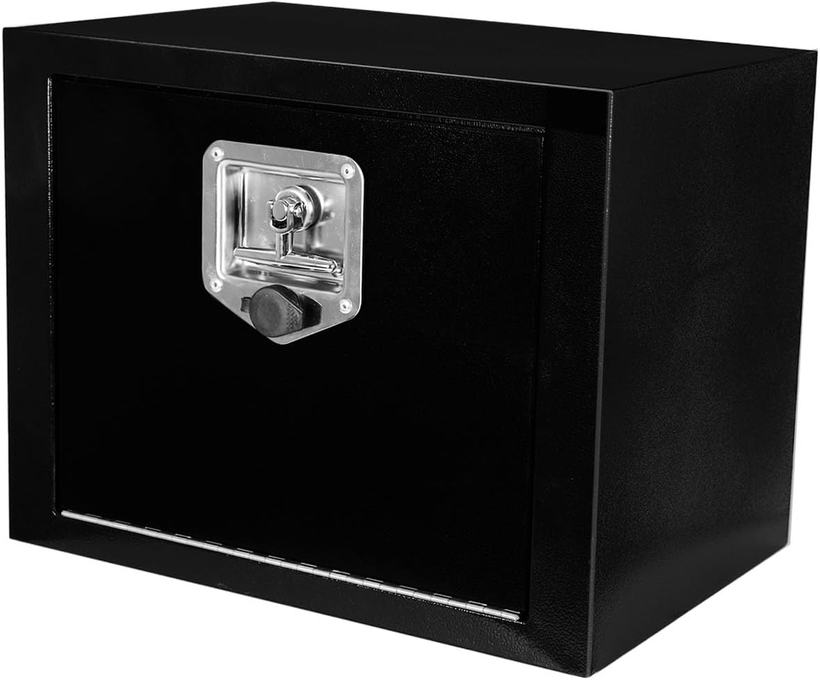 18x 12x 14 Steel Underbody Truck Tool Box with T-Handle Lock Latch, 18 Inch Heavy Duty Steel Under Body Toolbox for Pick Up Truck RV, Under Mount Tool Box