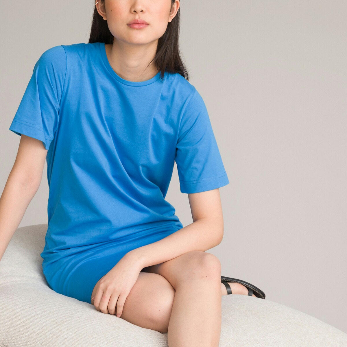 Robe t-shirt col rond, manches courtes
