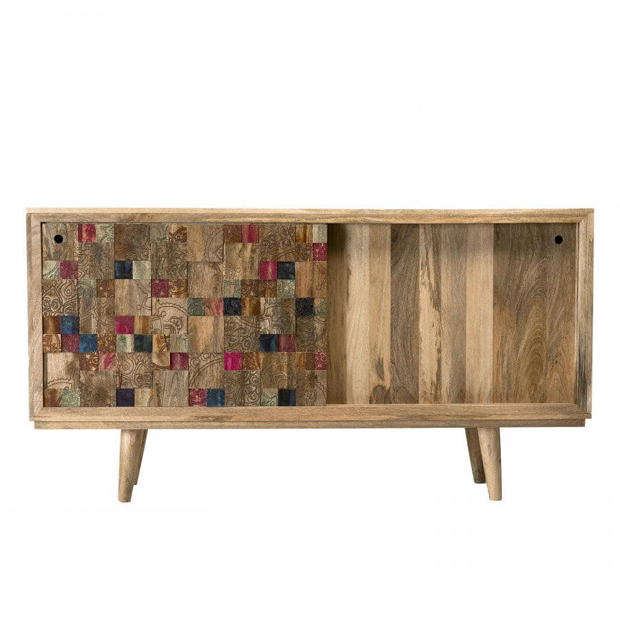 IRENE - Buffet 2 portes coulissantes 1 étagère en manguier