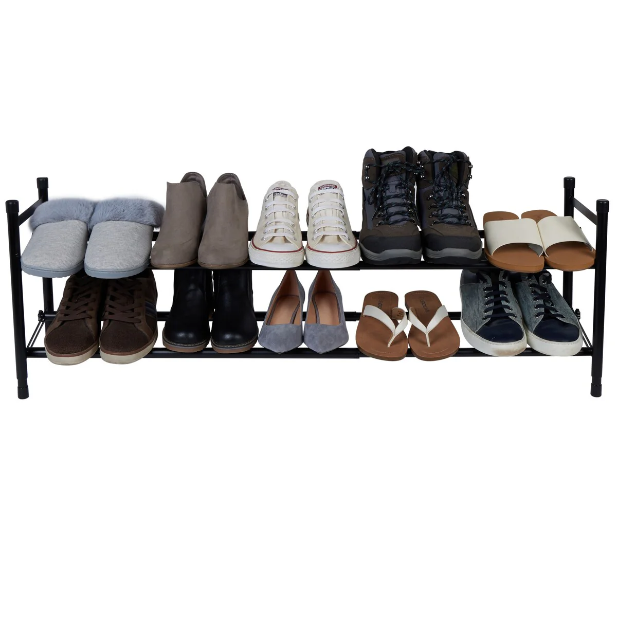 Organize It All 2 Tier Expandable Shoe Rack in Black