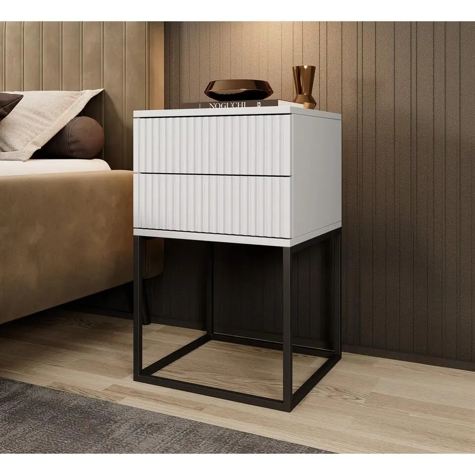 Meubella - Nachtkastje Sylvester 7 - Wit - 40 cm